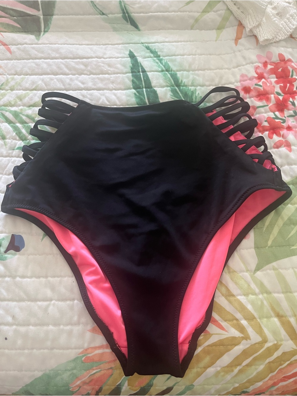 PINK Victoria's Secret Black One-Piece with Pink Lining